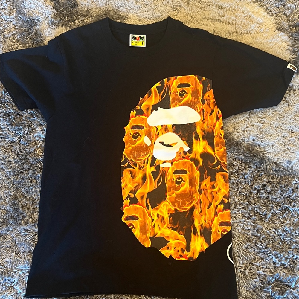 Black T-Shirt with Flame Graphic